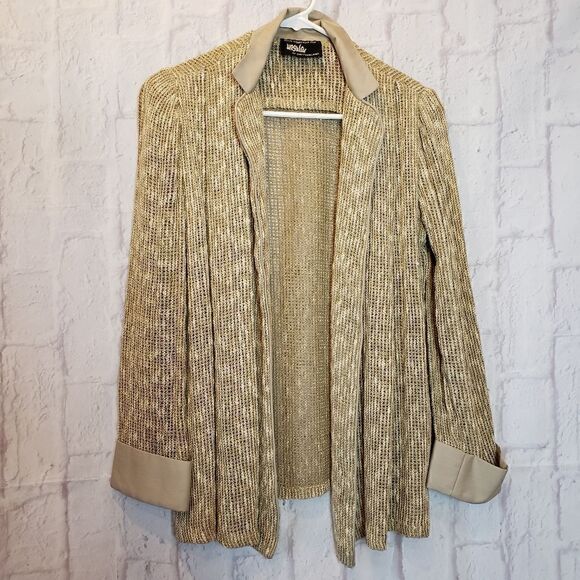 URSULA OF SWITZERLAND Weave Open Front Blazer Small - Picture 1 of 8